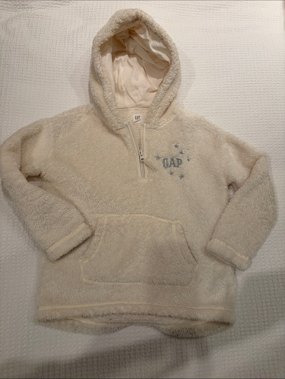 GAP Cream Plush Hooded Half-Zip Pullover for Kids